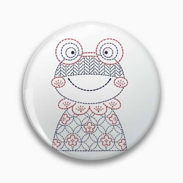 Item preview, frog in sashiko style cute  designed and sold by Maewshooter.
