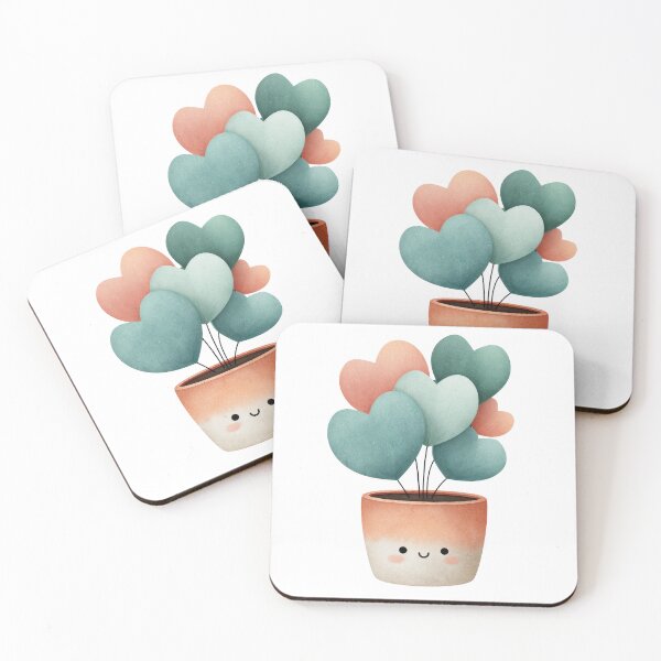 Item preview, Potted Plant with Colorful Heart Shaped Leaves Isolated on White designed and sold by ArtFairy38.