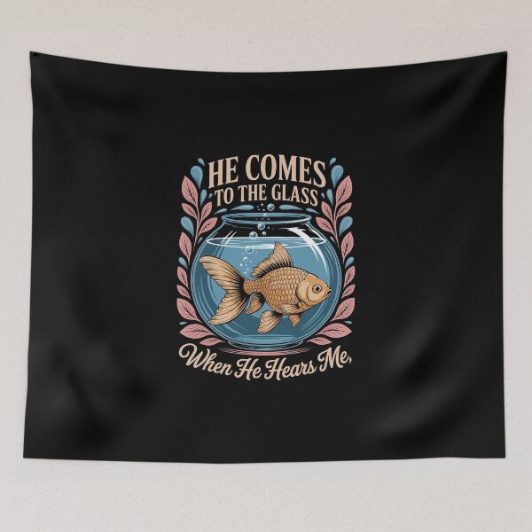 Item preview, He Comes To The Glass – Cute Goldfish Aquarium Fishkeeper Art designed and sold by jkrphoto.