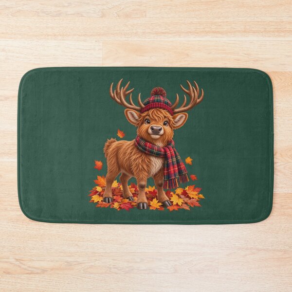 Item preview, Cute Scottish Highland Stag in Tartan with Autumn Leaves designed and sold by MaedK.