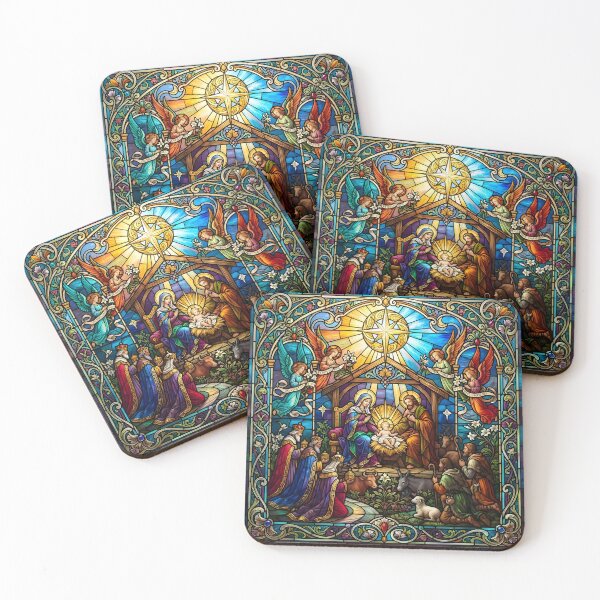 Item preview, Stained Glass Nativity Scene - Art Nouveau  designed and sold by Sybille-Yates.