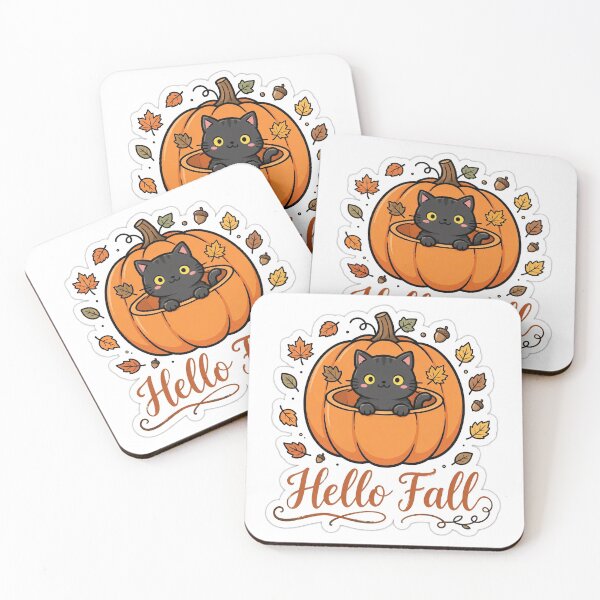 Item preview, Hello Fall Cute Black Cat in Pumpkin Autumn Sticker designed and sold by FreshmanJ.