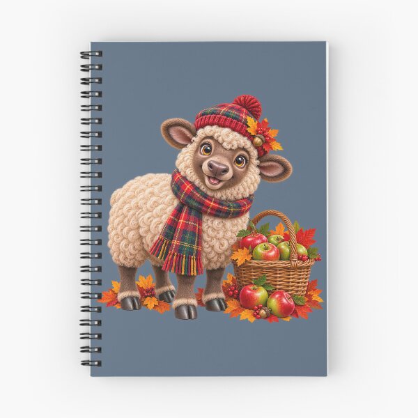 Item preview, Cute Scottish Highland Sheep with Apples and Autumn Leaves designed and sold by MaedK.