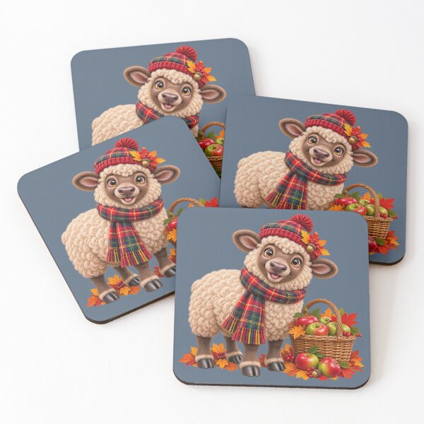 Item preview, Cute Scottish Highland Sheep with Apples and Autumn Leaves designed and sold by MaedK.