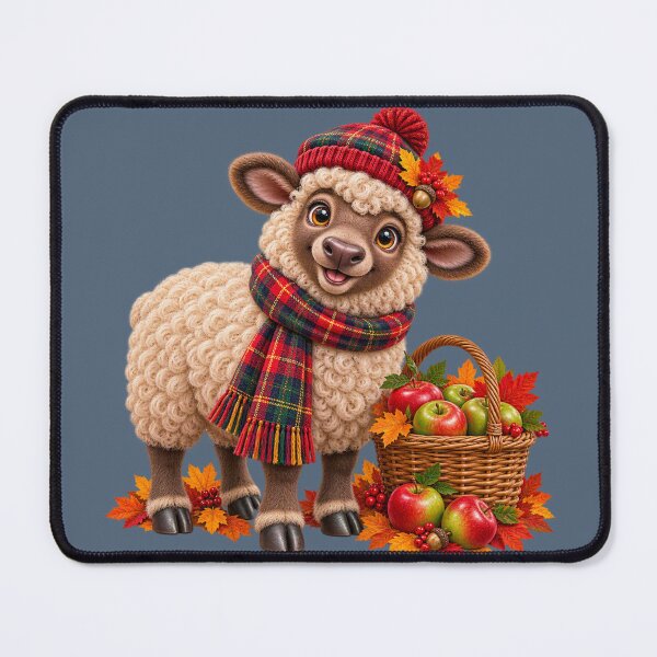 Item preview, Cute Scottish Highland Sheep with Apples and Autumn Leaves designed and sold by MaedK.