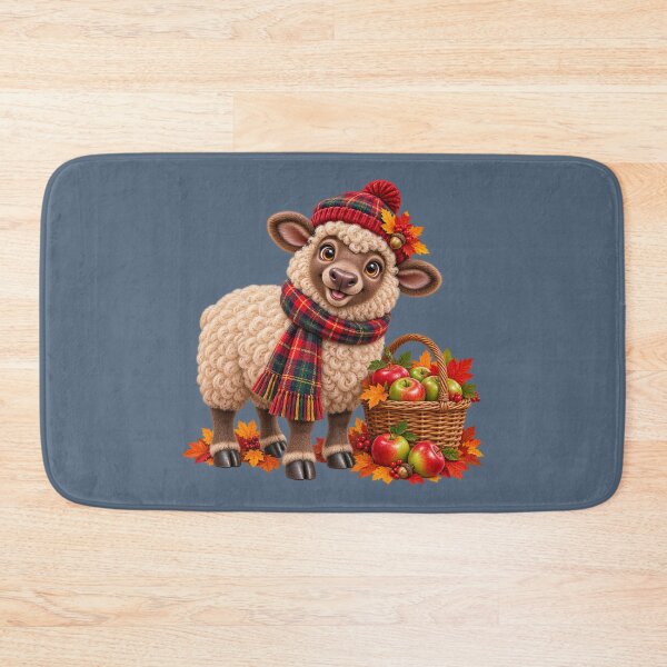 Item preview, Cute Scottish Highland Sheep with Apples and Autumn Leaves designed and sold by MaedK.