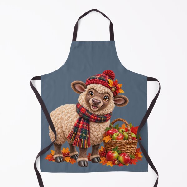 Item preview, Cute Scottish Highland Sheep with Apples and Autumn Leaves designed and sold by MaedK.
