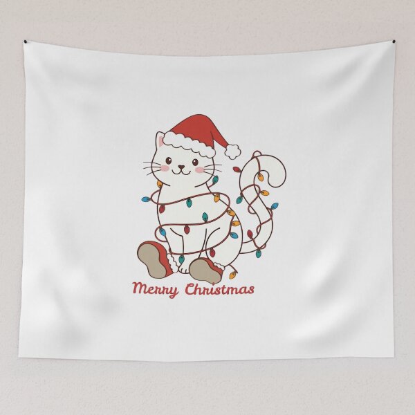 Item preview, Merry Christmas White Cat Santa  designed and sold by Retro Whiskers.