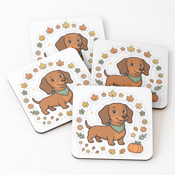 Item preview, Cute Dachshund with Bandana Autumn Leaves Fall Dog Sticker designed and sold by FreshmanJ.