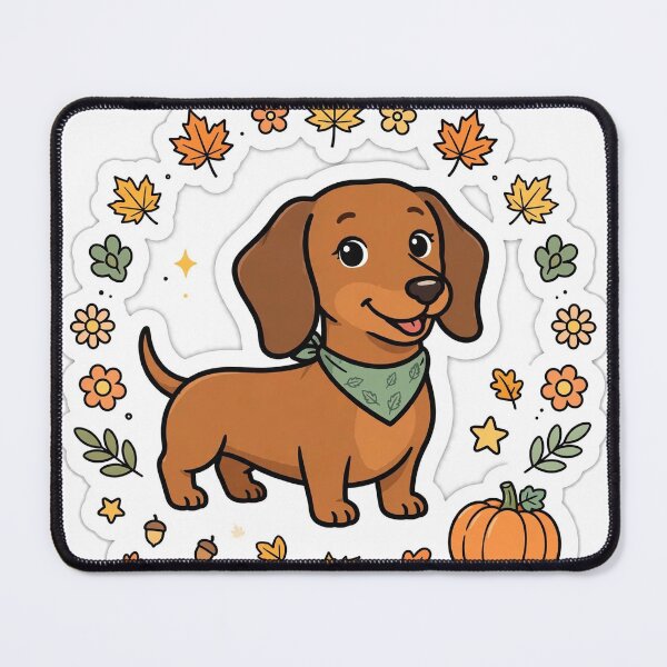 Item preview, Cute Dachshund with Bandana Autumn Leaves Fall Dog Sticker designed and sold by FreshmanJ.