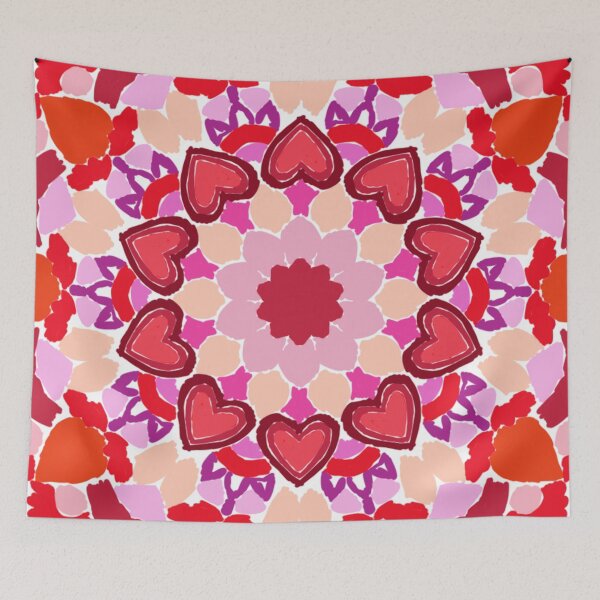 Item preview, Romantic Hearts Lineless Geometric Mandala designed and sold by FioreDiCiliegio.