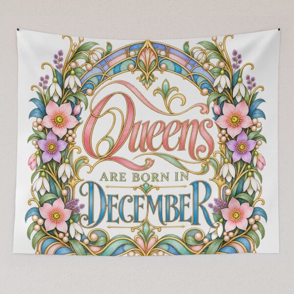 Item preview, Queens Are Born in December – Pastel Art Nouveau Floral Design designed and sold by Fun In The Sun .