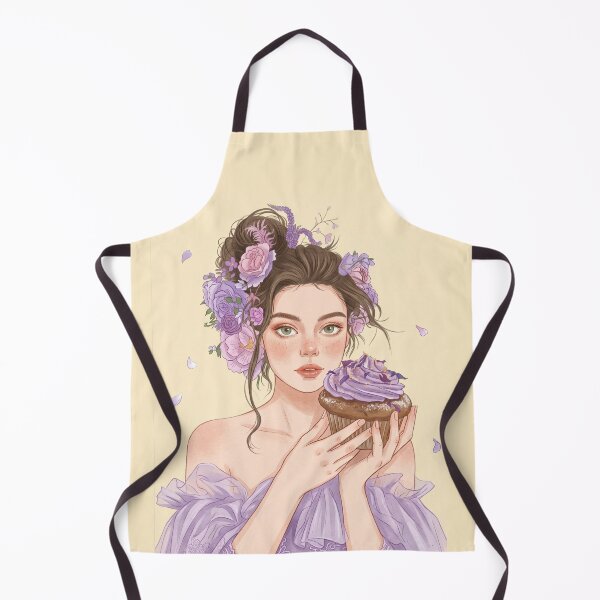 Item preview, Elegant Woman with Lavender Cupcake and Purple Floral Updo Illustration designed and sold by Pasteltone.