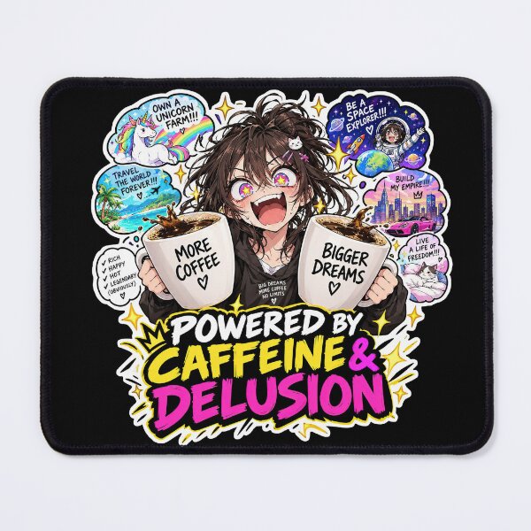 Item preview, Powered by caffeine and delusion. designed and sold by katerynaS99.