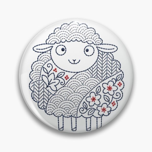 Item preview, sheep in sashiko style cute designed and sold by Maewshooter.