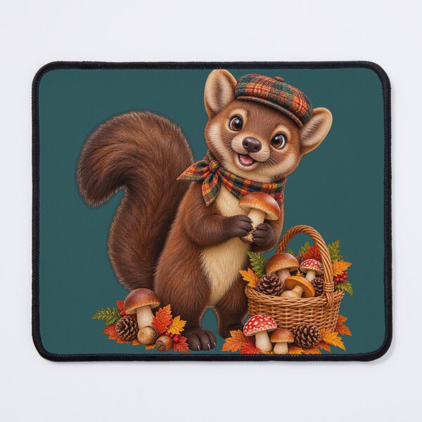 Item preview, Cute Scottish Pine Marten Foraging for Autumn Mushrooms designed and sold by MaedK.