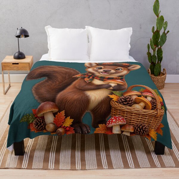 Item preview, Cute Scottish Pine Marten Foraging for Autumn Mushrooms designed and sold by MaedK.