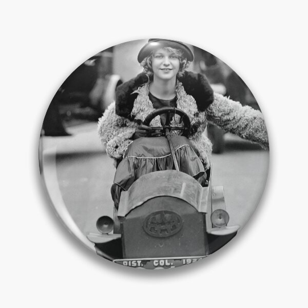 Item preview, Flapper Driving Pedal Car, 1924 vintage automobile funny black and white photograph designed and sold by Astrid Arkhangelsky.