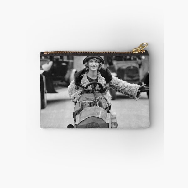 Item preview, Flapper Driving Pedal Car, 1924 vintage automobile funny black and white photograph designed and sold by Astrid Arkhangelsky.