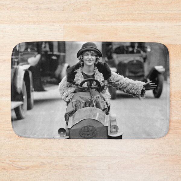Item preview, Flapper Driving Pedal Car, 1924 vintage automobile funny black and white photograph designed and sold by Astrid Arkhangelsky.