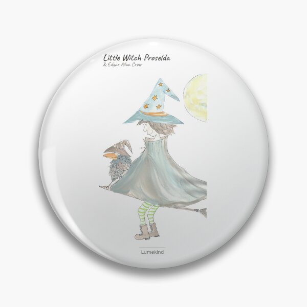 Item preview, Little Witch Proselda and Edgar Allan Crow Watercolor Art designed and sold by lumekind.