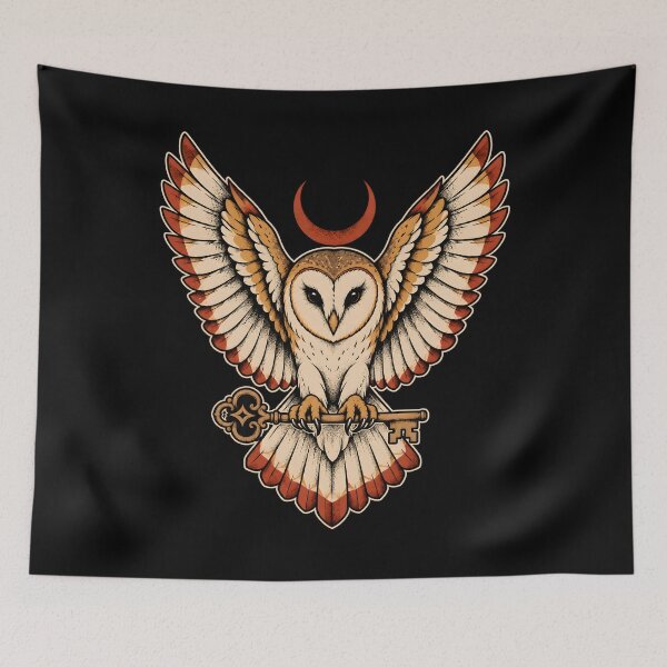 Item preview, Night Watch — Barn Owl and Moon Tattoo Art designed and sold by Tattee.