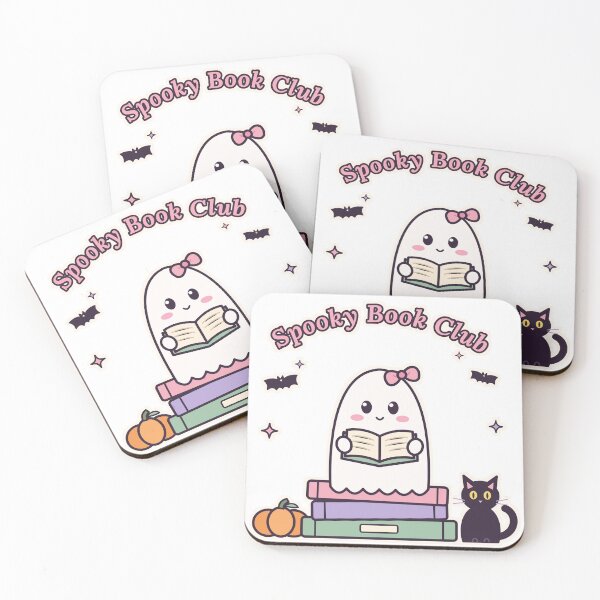 Item preview, Spooky Book Club – Cute Ghost Reading with Black Cat designed and sold by Aurora Prints.