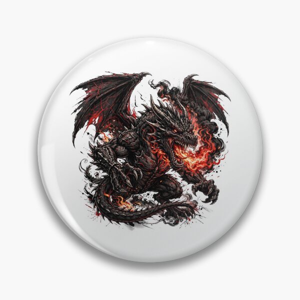 Item preview, Fierce Black Fire Dragon Breathing Flames Tattoo Art designed and sold by Mittu96.