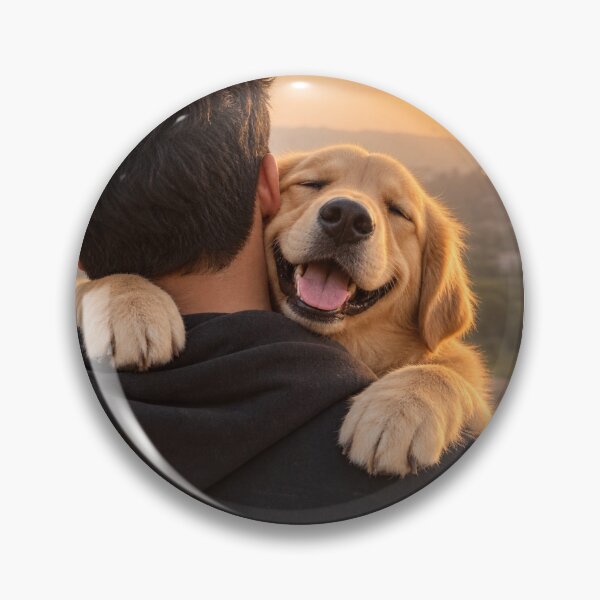 Item preview, Cute Golden Retriever Hugging Owner – Unconditional Love designed and sold by NovaInk28.