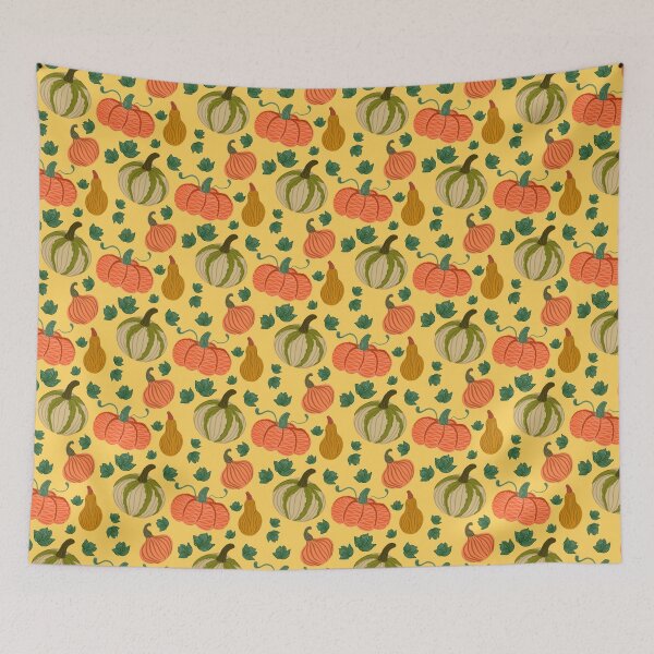 Item preview, Autumn Pumpkin Pattern – Pumpkins & Leaves on Sunny Yellow designed and sold by Christina Angele Design.