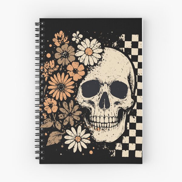 Item preview, Retro Floral Skull Daisy Checkerboard Boho Fall designed and sold by CreativeBrains7.