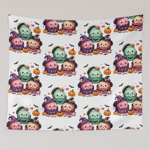 Item preview, Kawaii Halloween Squishies With Pumpkins Bats And Witches designed and sold by OddPopARt.