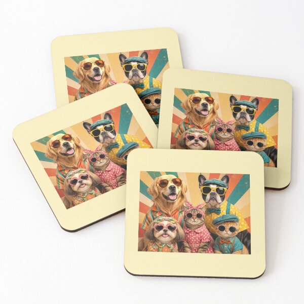 Item preview, Retro Rainbow Pet Squad – Colorful Vintage Dogs & Cats Sticker Design designed and sold by vinothmech53.