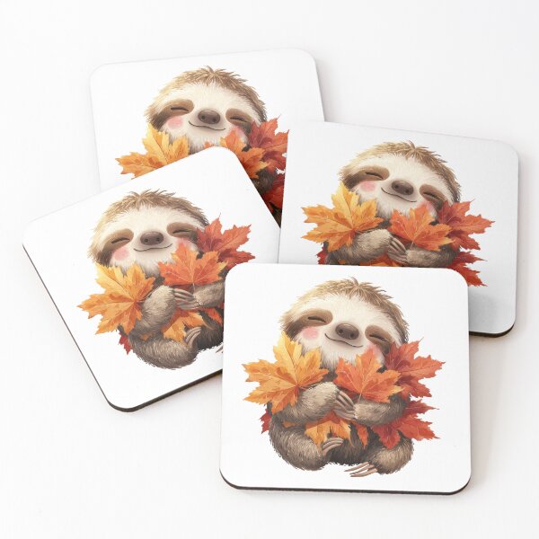 Item preview, Cozy Autumn Sloth with Colorful Fall Leaves designed and sold by ArtFairy38.