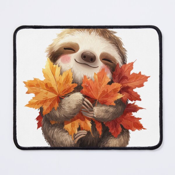 Item preview, Cozy Autumn Sloth with Colorful Fall Leaves designed and sold by ArtFairy38.