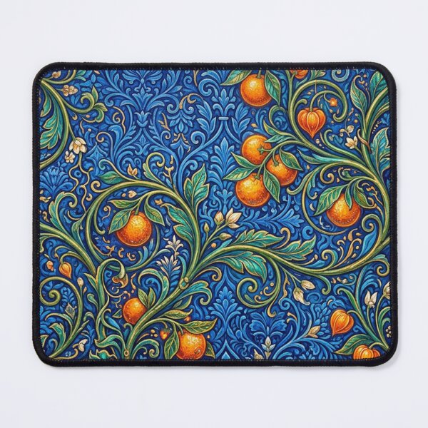 Item preview, Orange tendrils in the blue ornament designed and sold by Sigtrix.