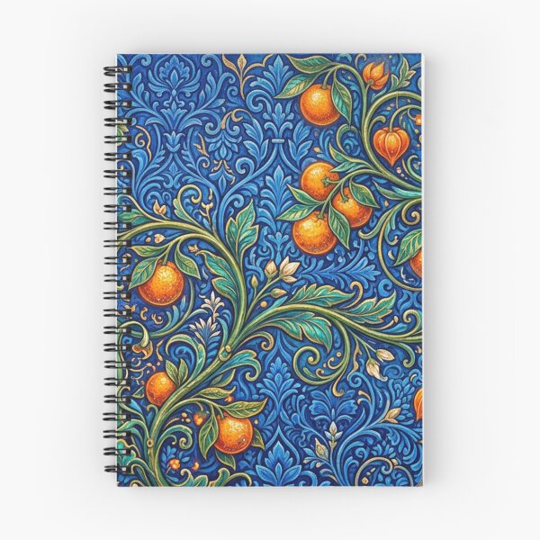 Item preview, Orange tendrils in the blue ornament designed and sold by Sigtrix.
