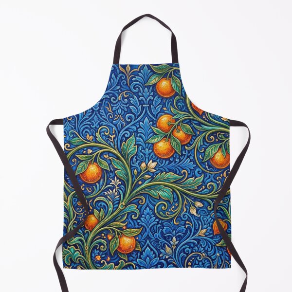Item preview, Orange tendrils in the blue ornament designed and sold by Sigtrix.