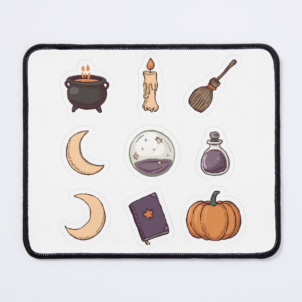 Item preview, Witch Sticker Pack – Hand Drawn Cauldron, Candle, Broom, Crystal Ball, Potion, Moon & Pumpkin Stickers designed and sold by abdelski.