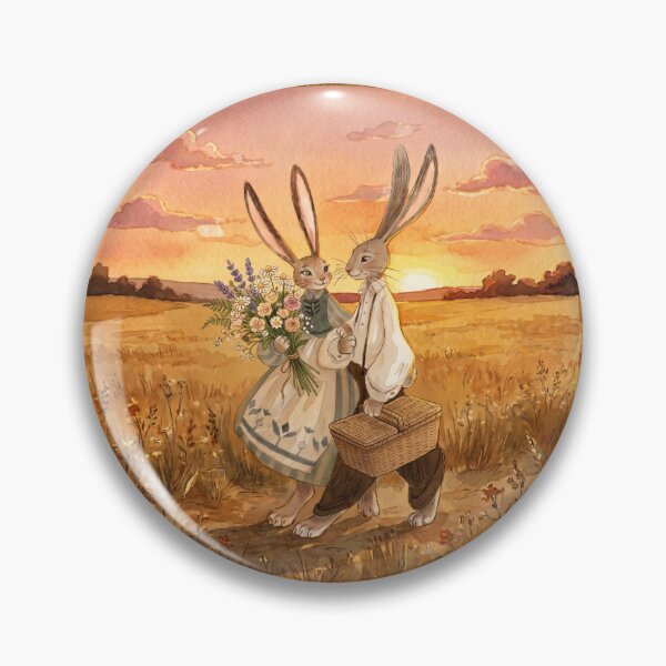 Item preview, Rabbit Couple Walking in Sunset Field designed and sold by Merli7.