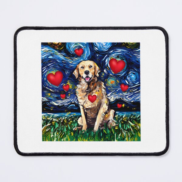 Item preview, Golden Retriever Silhouette at Night with Heart Accents Design designed and sold by Reydonkyle.
