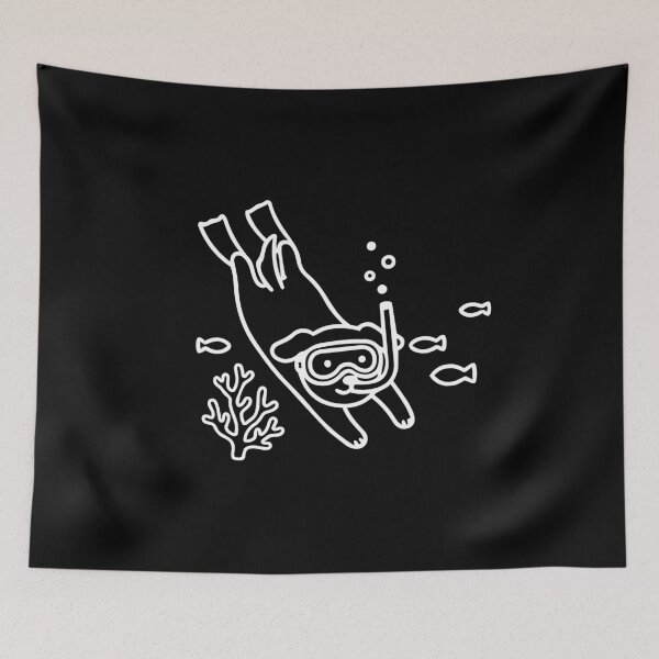 Item preview, Cute Scuba Diving Dog Underwater Snorkeling Art (White Outline) designed and sold by Life Farming.