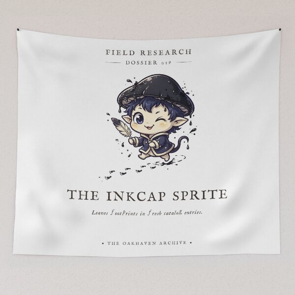 Item preview, The Inkcap Sprite Fresh Catalog Sticker designed and sold by The Oakhaven Archive.