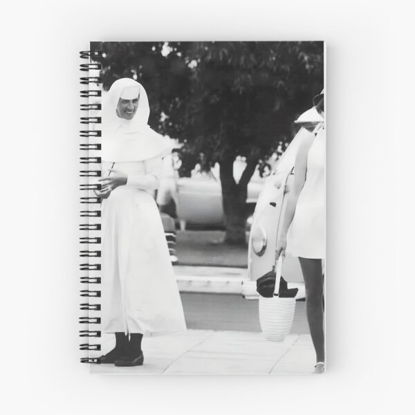 Item preview, Nuns keeping their eyes fixed on a fashionable woman vintage funny female black and white photograph designed and sold by Astrid Arkhangelsky.
