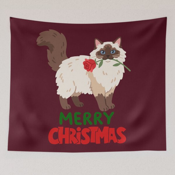 Item preview, Cute Ragdoll Cat Merry Christmas Holiday Art designed and sold by stormk10.
