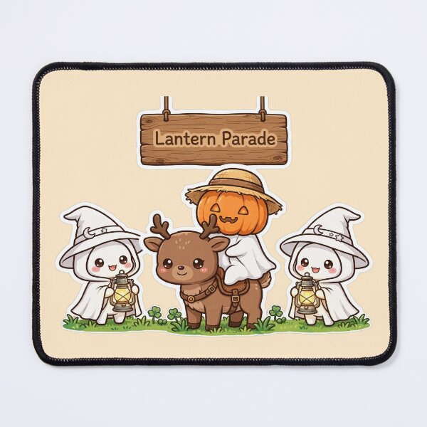 Item preview, Lantern Parade - Pumpkin Ghost Reindeer & White Witch Kawaii Halloween designed and sold by Dhiraaj.