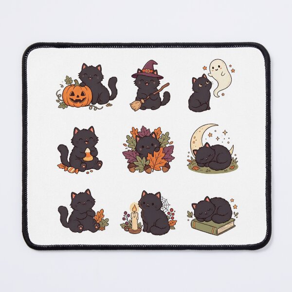 Item preview, Cute Black Cat Sticker Pack – Halloween Fall Cats with Pumpkin, Witch Hat, Ghost, Moon & Candle Stickers designed and sold by abdelski.
