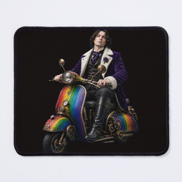 Item preview, Oscar Wilde Rainbow Scooter Shirt | Pride Literary Shirt | Steampunk Pride Tee | Bookish Pride Shirt | Queer Author Gift | Wilde Gift designed and sold by original rebel.