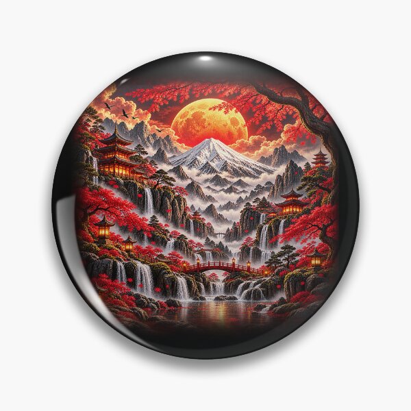 Item preview, Golden Crimson Moon – Mountain Fantasy Valley designed and sold by TroviTutto.