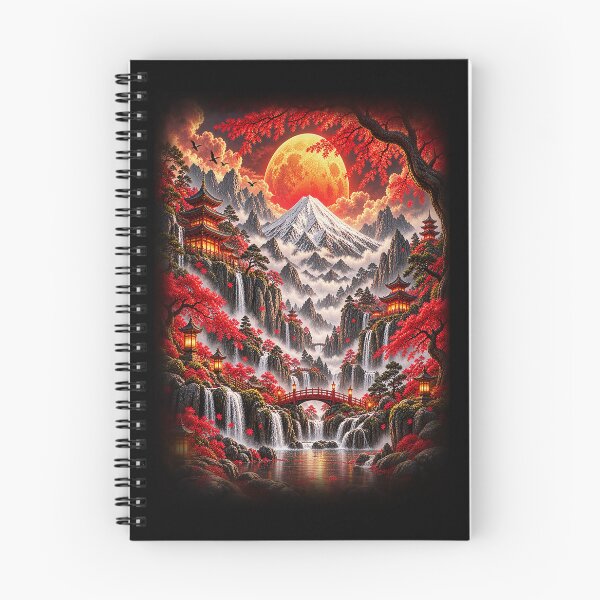 Item preview, Golden Crimson Moon – Mountain Fantasy Valley designed and sold by TroviTutto.
